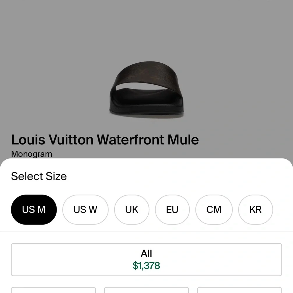 Louis Vuitton Waterfront mule sandals Sz 13 worn once.